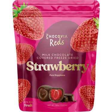 Chocovia Reds Freeze Dried Çilek - Sütlü Çikolata Kaplı %100 Fiyatı