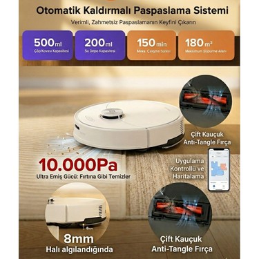 Roborock 10000 Pa Emiş Güçlü Lazer Haritalamalı Titreşimli Fiyatı