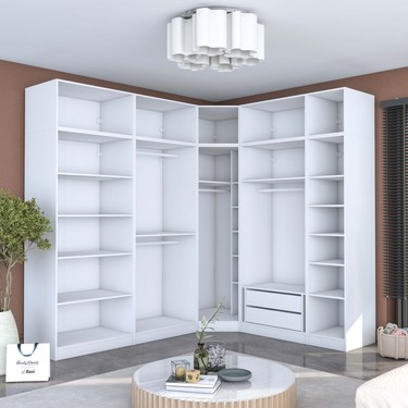 Rani BA214 Modüler Gardırop 8 Kapaklı Raflı Askılı Çekmeceli Fiyatı