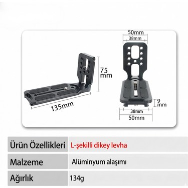 映写機 ARCO CoverZone Arca Swiss Alüminyum Kamera L Braket, 1/4 Vida Fiyatı