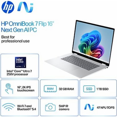 Hp Omnibook x Flip 16 2-In-1 Aı Laptop Intel Core Ultra 7 Fiyatı
