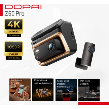 DDPAI Z60 Pro 4K UHD Araç Kamerası - 4G & 5GHz Wi-Fi - AI Fiyatı