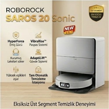 Roborock 36000PA Emiş Gücüyle Yeni Saros 20 Sonic Beyaz Fiyatı