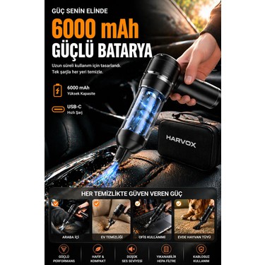 Harvox 18000PA Güçlü Vakum Araç Süpürgesi Taşınabilir Fiyatı