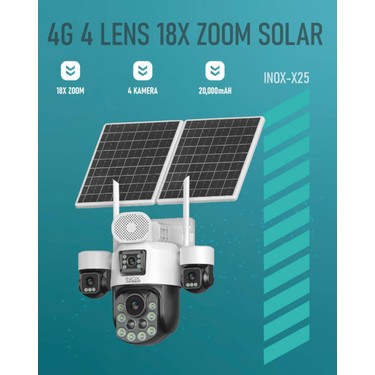 Krntekno INOX-X25--4LENS--18X Zoom--4g--E-Sim--Çift Solar Fiyatı