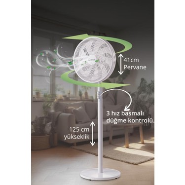 Kiwi KFAN-7627 Ultra Sessiz 50W Salınım Fonksiyonlu Ayaklı Fiyatı