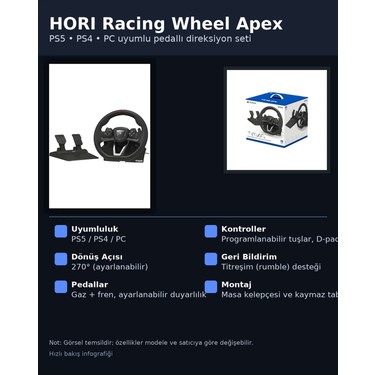 Hori RWA Ps5 Racing Wheel Apex Direksiyon Seti Sony Fiyatı