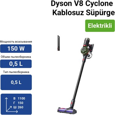 Dyson V8 Cyclone Kablosuz Süpürge Şarjlı Kullanım ve 0,5 L Fiyatı
