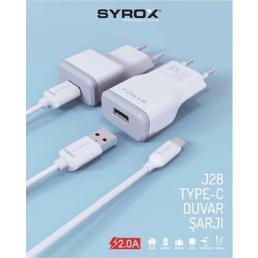 Syrox J28 Type-C Şarj Aleti Adaptör + Kablo Fiyatı