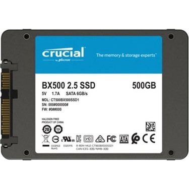 Crucial BX500 500GB SSD 550-500 3D NAND SATA 2.5 Fiyatı