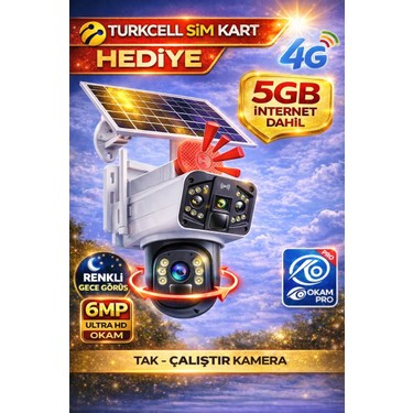O-kam 3915 4G 6MP Dual Lens Güneş Panelli Solar Sirenli Fiyatı