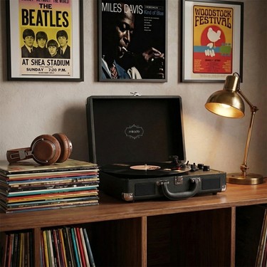 Mikado Nostalgia MN-P317 Siyah Turntable+Rca+Bluetooth Fiyatı