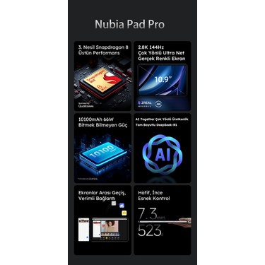 Nubia Pad Pro 16GB 512GB (Nubia Türkiye Garantili) Tablet Fiyatı