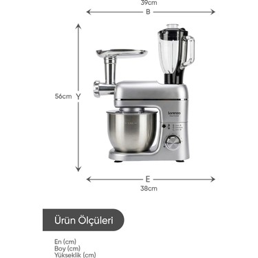 Lorenzo Multichef Stand Mixer 3in1 Hamur Yoğurma Blender Et Fiyatı