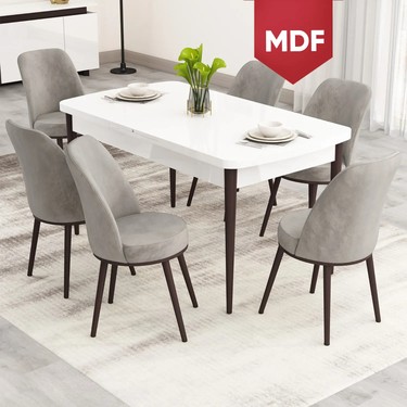misaページです 6 Canisa Nix Serisi Açılabilir MDF 70X114 Beyaz Masa Ceviz Fiyatı