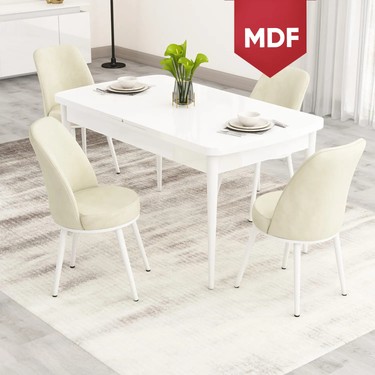 misaページ④ Canisa Nix Serisi Açılabilir MDF 70X114 Beyaz Mutfak Masası Fiyatı