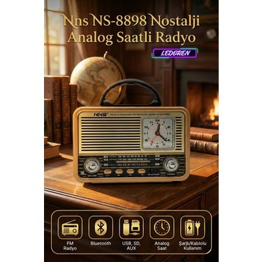 L'edoren NS-8898BT Nostaljik Radyo Analog Saatli Bluetooth Fiyatı