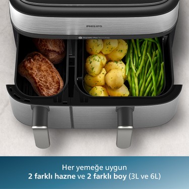 Philips NA555/00 5000 Serisi Çift Hazneli Airfryer 9 Lt Fiyatı