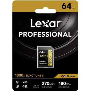 Lexar 64 GB Gold Series 1800x SDXC Class 10 UHS-II Hafıza K Fiyatı