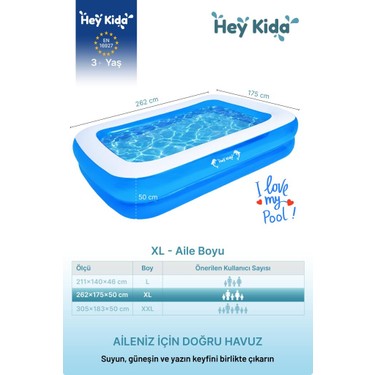 Heykida Swim Safe Dikdörtgen Havuz 262X175X50CM + Manuel Fiyatı
