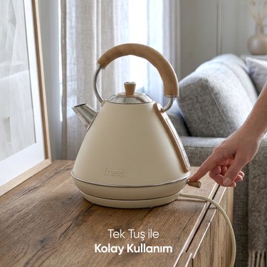 Fressi Retro Mavera 1,7 Litre Ahşap Kulp Detaylı Kettle Su Fiyatı
