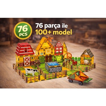Ziventa Magnetic Tiles 76 Parça Manyetik Blok Çiftlik Seti Fiyatı