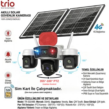 Vorex Trio TR-SGX489 4g Sim Kartlı Solar Güvenlik Kamerası - Fiyatı