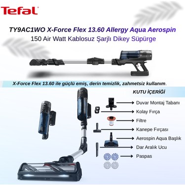 Tefal TY9AC1WO X-Force Flex 13.60 Allergy Aqua Aerospin 150 Fiyatı