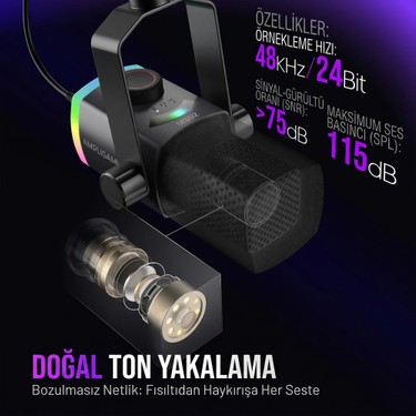 Fifine Ampligame AM8PROT Dinamik Usb/xlr Mikrofon Seti (Rgb Fiyatı