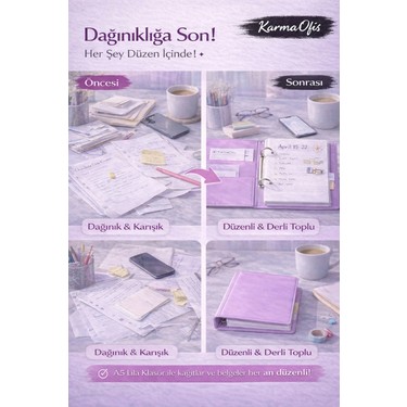 Karmaofis A5 Lila Klasör Seti 2 Halkalı + 100'LÜ Poşet Dosya Fiyatı
