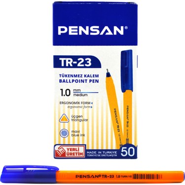 Pensan Üçgen Tükenmez Kalem Mavi 50 Li Tr-23 Ergonomik Form Fiyatı