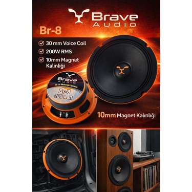 Brave 20cm Amfi Tipi 200w 100rms Midrange Hoparlör Takımı Fiyatı