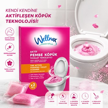 Wellnax Aktif Pembe Köpük Tuvalet Temizleyici 2X100 gr Fiyatı