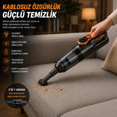 Airstorr 6 Başlıklı 22.000PA Kablosuz Araç Süpürgesi Vakum Fiyatı