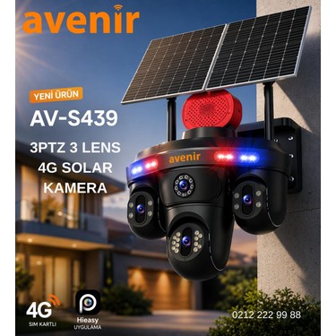 Avenir AV-S439 3 Lens 3ptz Güneş Enerjili Solar 4g Sim Fiyatı