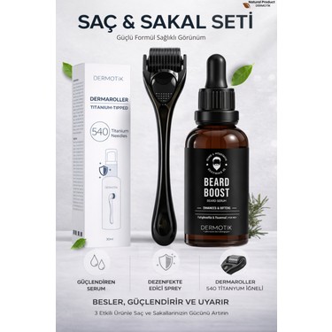 Booster & Derma Serum スターターセットおまとめ Dermotik Seyrek Saç Sakal Serumu ve 540 Iğneli Dermaroller 1 Fiyatı