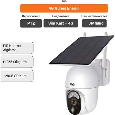 INOX-228 4G Solar Panelli Mini PTZ Kamera 3 Megapiksel PIR Fiyatı
