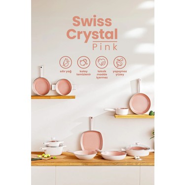 Emsan Swiss Crystal Pembe Wok Tava 28 cm Seramik Kaplama ile Fiyatı