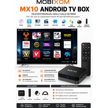 Mobixom MX10 Android Tv Box 4K Ultra Hd Medya Oynatıcı + Fiyatı