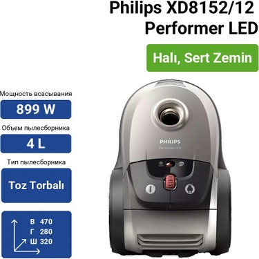 Philips Performer 899 W Toz Torbalı Elektrikli Süpürge HEPA Fiyatı