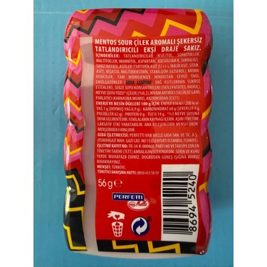 Mentos Sour Çilek Aromalı Draje Sakız 56 G. * 6 Adet Fiyatı