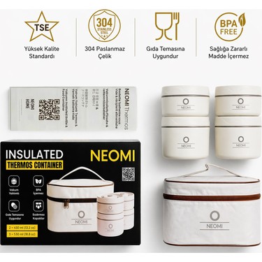 Neomi 4'lü Lunch Box Isı Yalıtımlı Yemek Termosu Seti Fiyatı