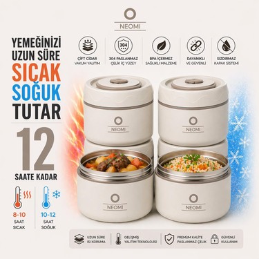 Neomi 4'lü Lunch Box Isı Yalıtımlı Yemek Termosu Seti Fiyatı