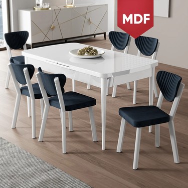 Canisa Exve Serisi 80 x 132 Açılabilir MDF Beyaz Masa Takımı Fiyatı