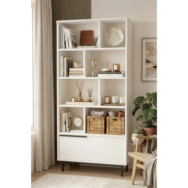 洋楽 BOOKIE Yurudesign Ocean Kitaplık Raf Metal Ayaklı 176CM Kapaklı Fiyatı