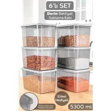 Meleni Home 6 Adet Derin Antrasit Gıda Saklama Kabı 5300 ml Fiyatı