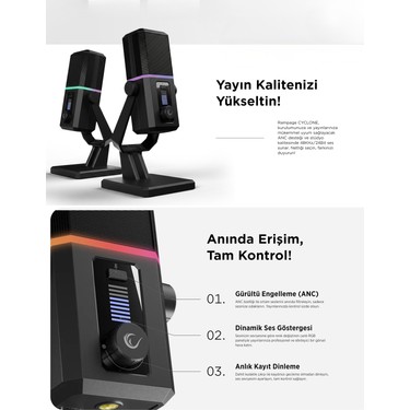 Rampage RA-MP75 CYCLONE Siyah RGB USB Ses Göstergeli Gaming Fiyatı