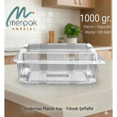 Merpak Ambalaj Plastik Saklama Kabı 1000 gr 100'LÜ Yüksek Fiyatı