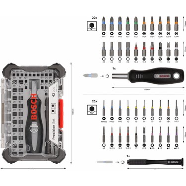 Bosch 42 Parça Hassas Vidalama - Bits Ucu Seti - 2607002835 Fiyatı