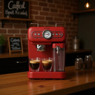 Karaca Vintage Craft Espresso Makinesi 1350W Kırmızı Süt Fiyatı